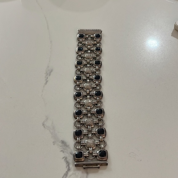 DAVID YURMAN Renaissance Triple Row Link Bracelet with Black Onyx & Diamonds - Picture 1 of 8